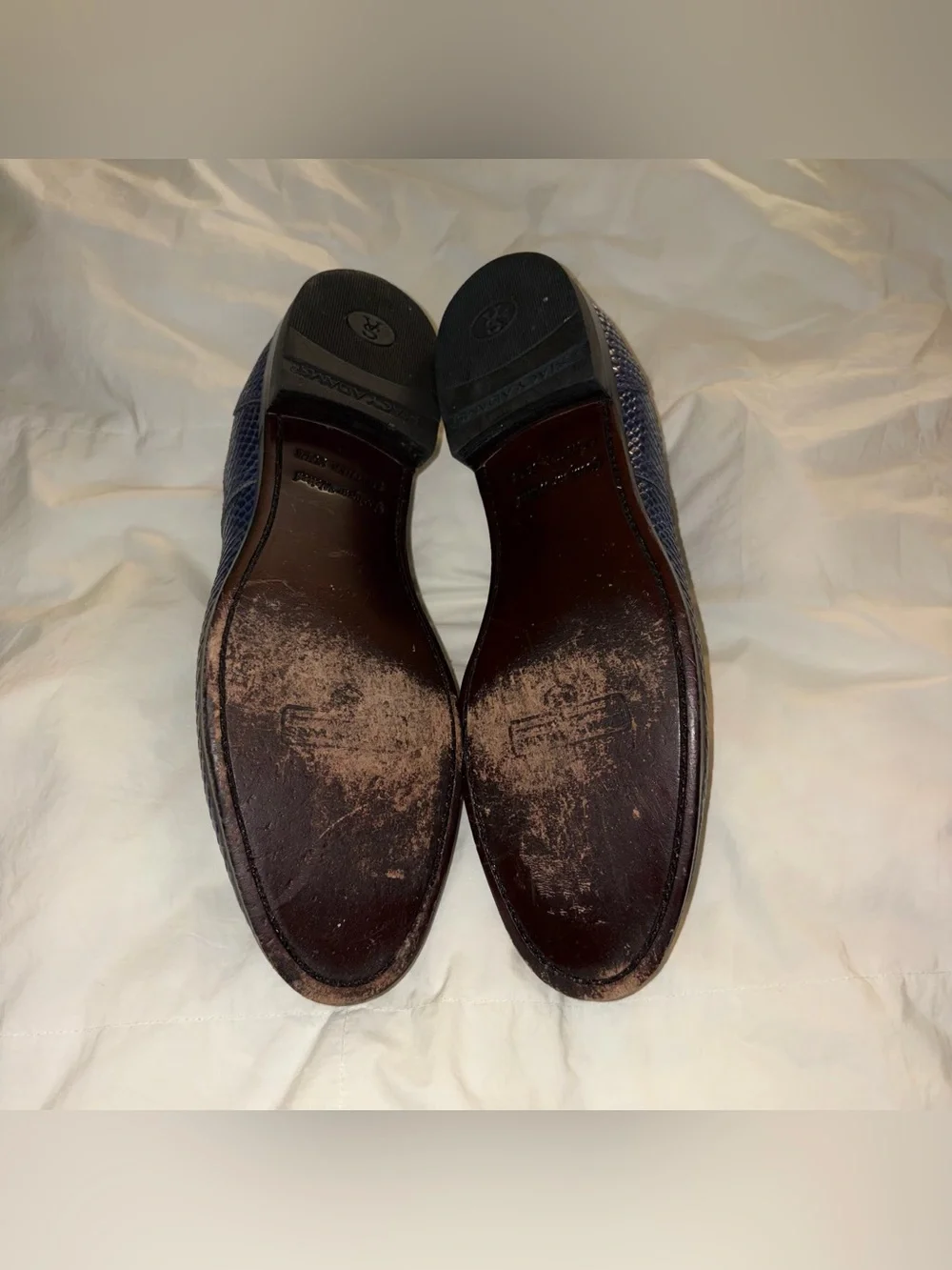 Stacy Adams Blue Mason Anaconda Plain Toe Oxford Leather Dress Shoes size 10.5